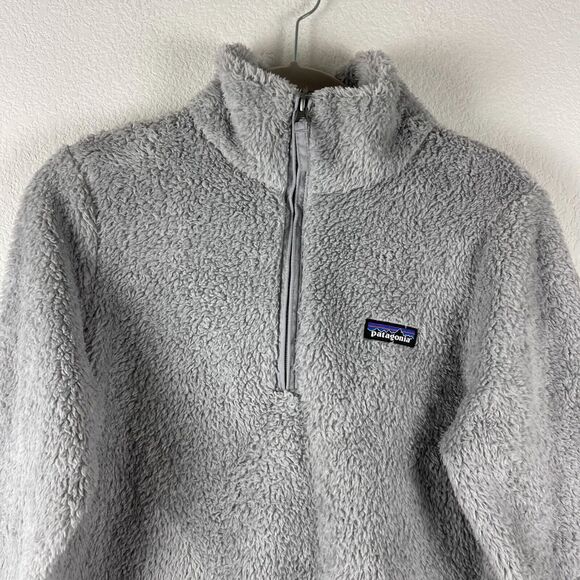 Patagonia Los Gatos Pullover Womens Medium Gray Fleece 1/4 Zip High Pile - Picture 2 of 14
